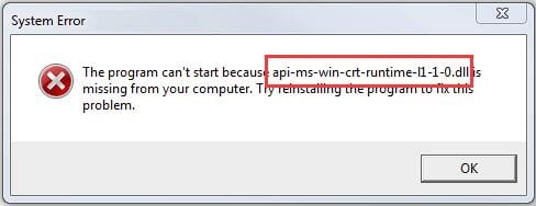 Read more about the article How To Fix api-ms-win-crt-runtime-l1-1-0.dll  Missing Error